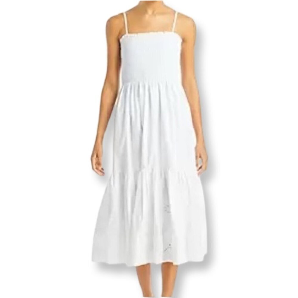 Aqua NWT Sleeveless Smocked Eyelet Prairie Dress Tiered Skirt Size Small